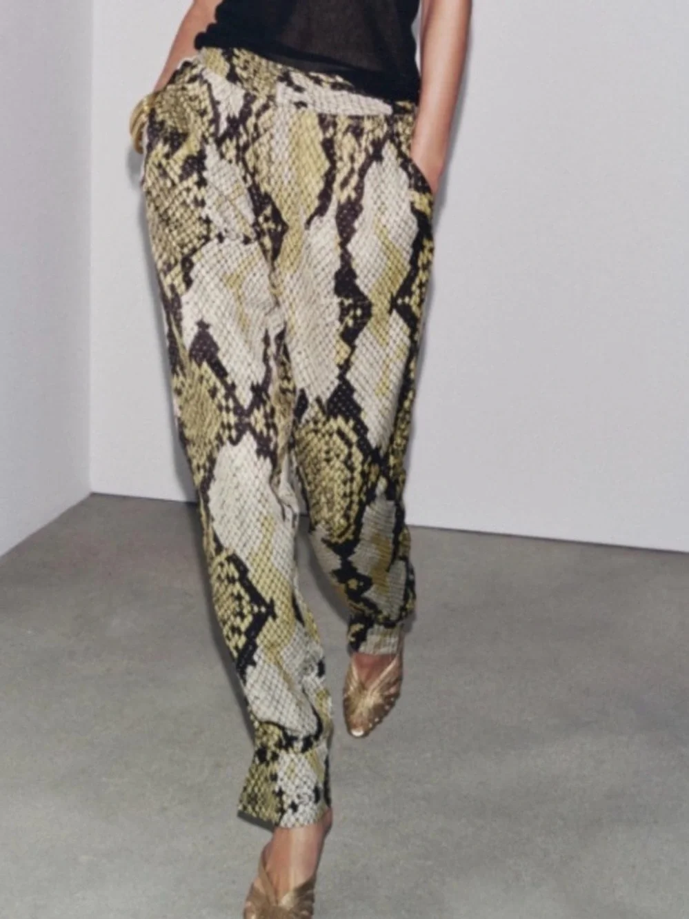 Zara ZW Collection Animal Print Trousers worn by CAT DEELEY  NWOT